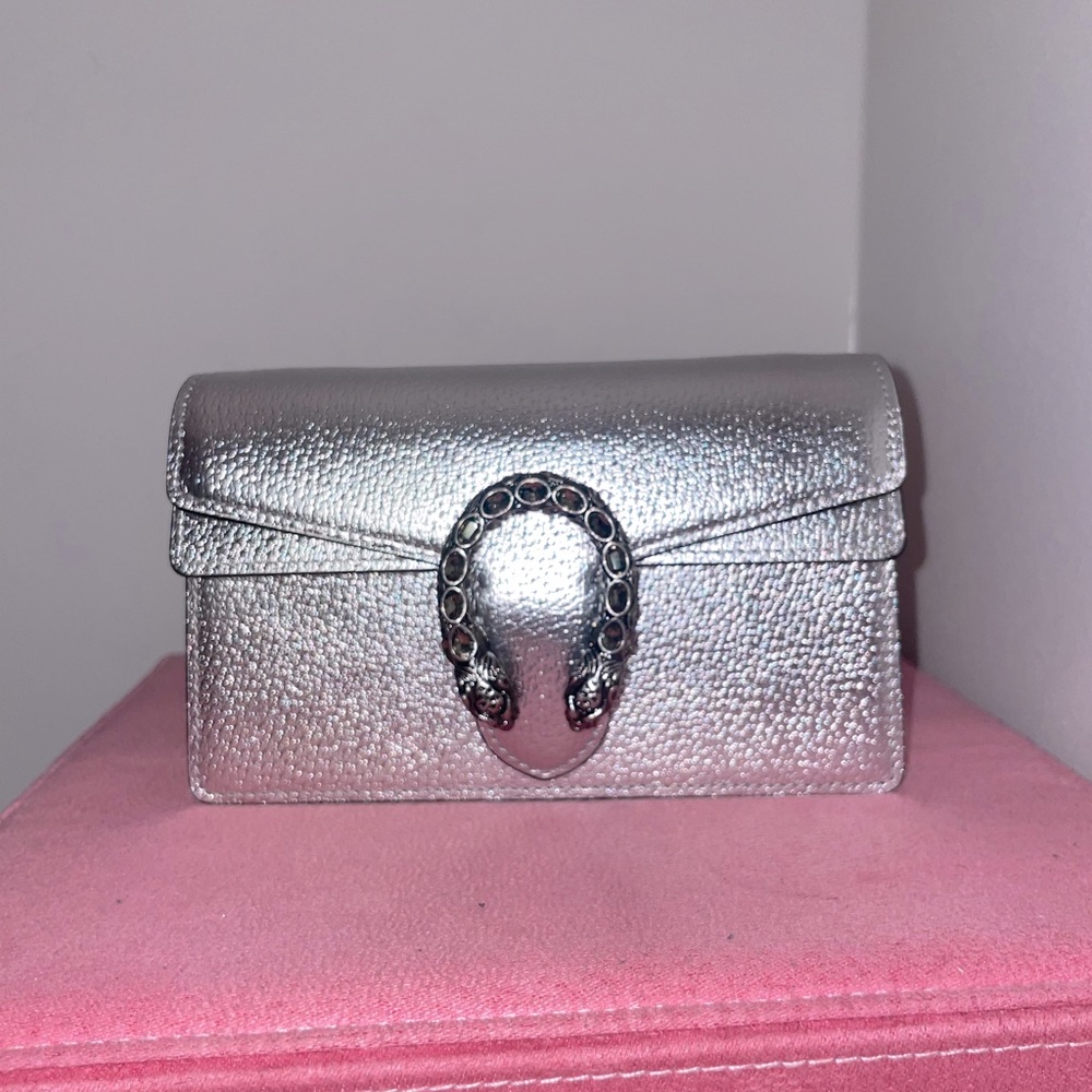 Silver leather mini bag